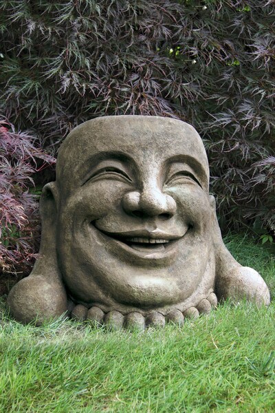 Buddha Laughing Hoi Toi Face Garden Sculpture Head Bust Statue
